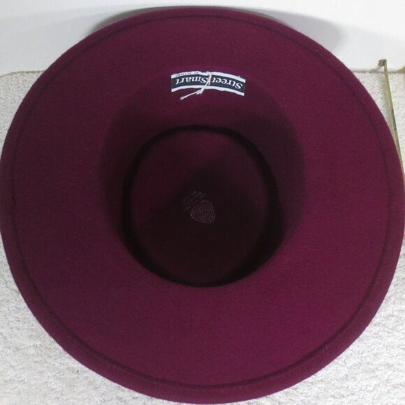 Street Smart Hat Vintage Wine Bolero Boater Wool Wide Brim by Betmar Size 6 7/8 main image 4